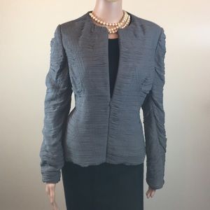 Vintage Anne Klein Ruchef Grey Silk Jacket